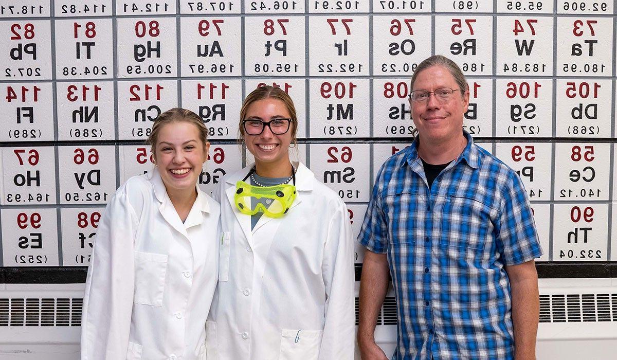 Maddie Pawlak '26 and Victoria Pipinich '25 with Professor Ray Dudek