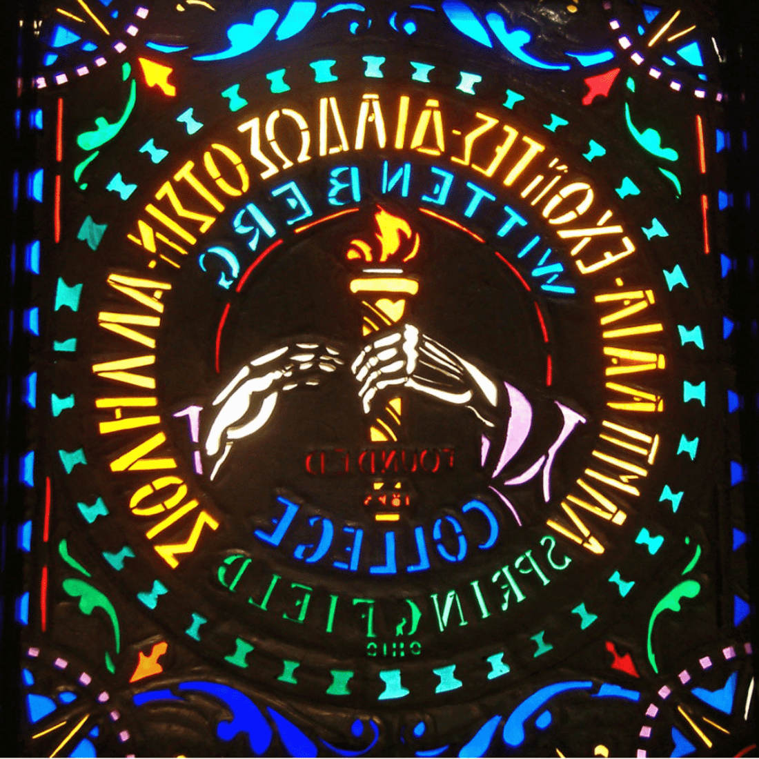 stained glass seal in Chapel